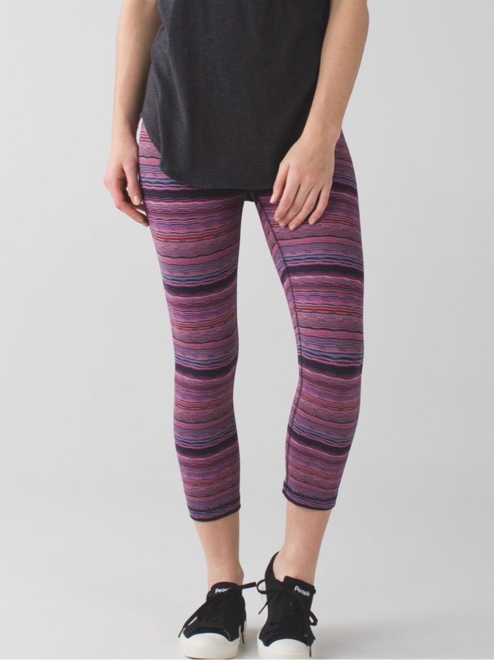 lululemon athletica Pink & Purple Striped Capri Leggings
